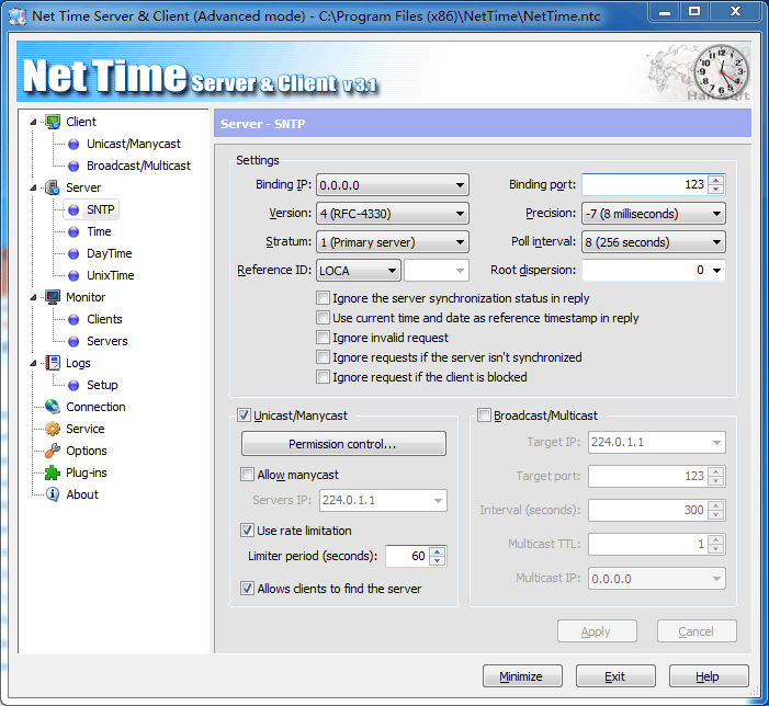 Screenshot of NetTime Server & Client