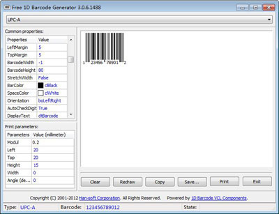 Windows 7 Free 1D Barcode Generator 12.2.0.2248 full