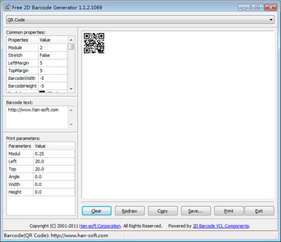 Generates and prints most popular matrix and stacked 2D barcode symbologies.