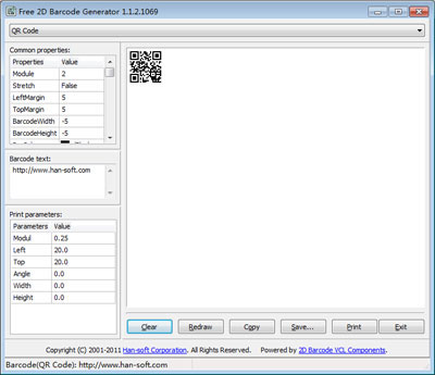 Generate, and print 2D barcode symbologies.