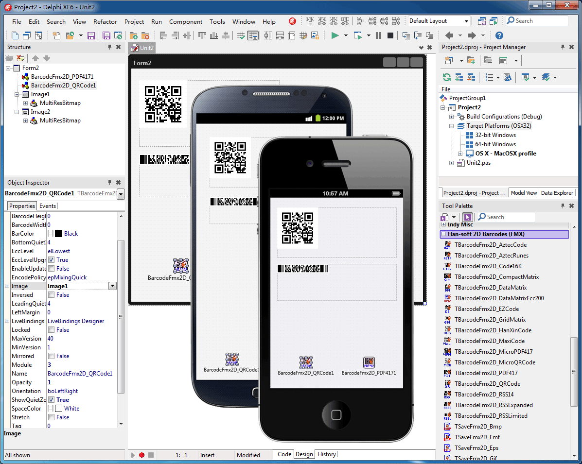 FireMonkey,matrix barcode,stacked barcode,QR Code,PDF417,MicroPDF417,Micro QR Code,RSS 14,RSS Limited,RSS Expanded,Code 16K,MaxiCode,Aztec Code